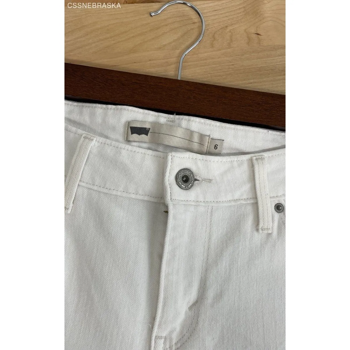 Levis White White Tab Jeans Women White Cropped Cuffed Flap Pockets Size 6 - Image 2