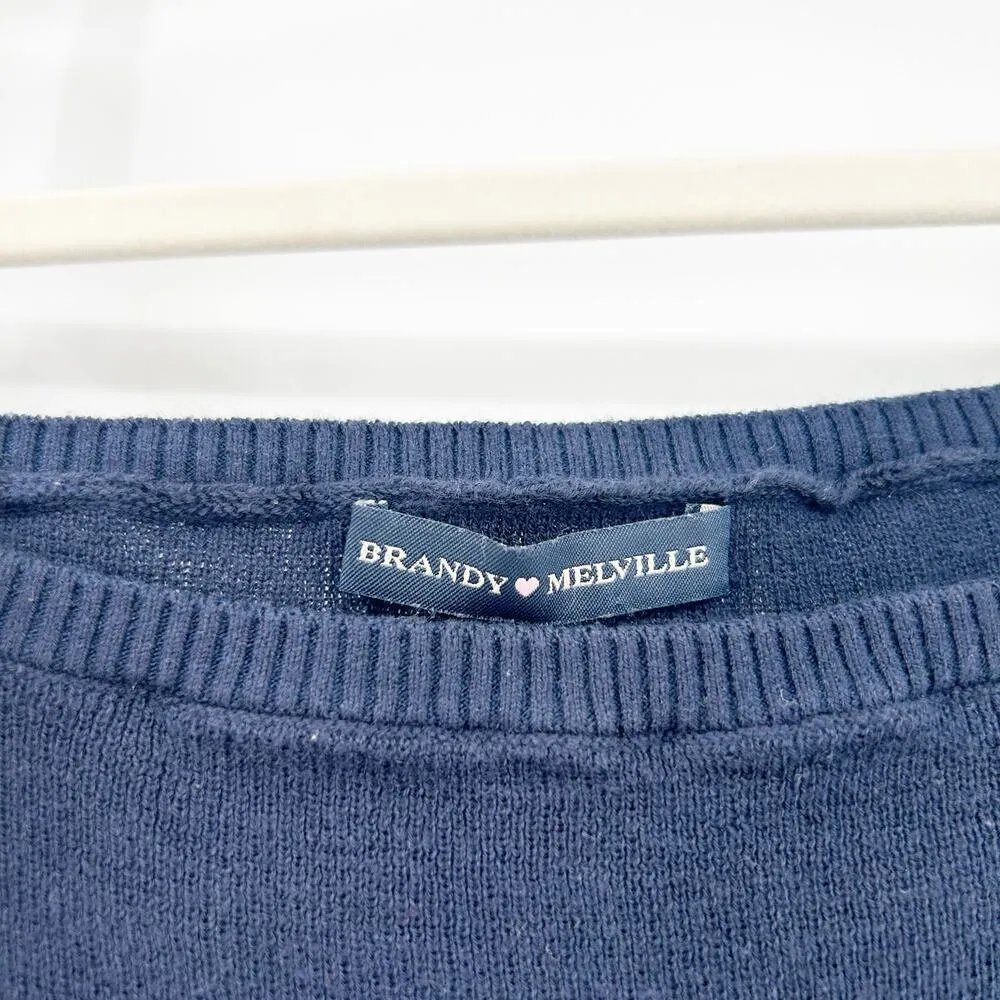 Brandy Melville Womens Y2K 2000s Summer Knit Babydoll Cami Tank Top Size OS Navy - Image 4