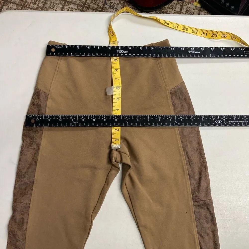 Lysse Women’s‎ Faux Suede High Waist Skinny Leggings Pants Tan Size Small - Image 3