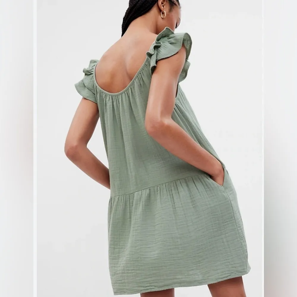 GAP • Crinkle Gauze Mini Green Dress in size Large - Image 2