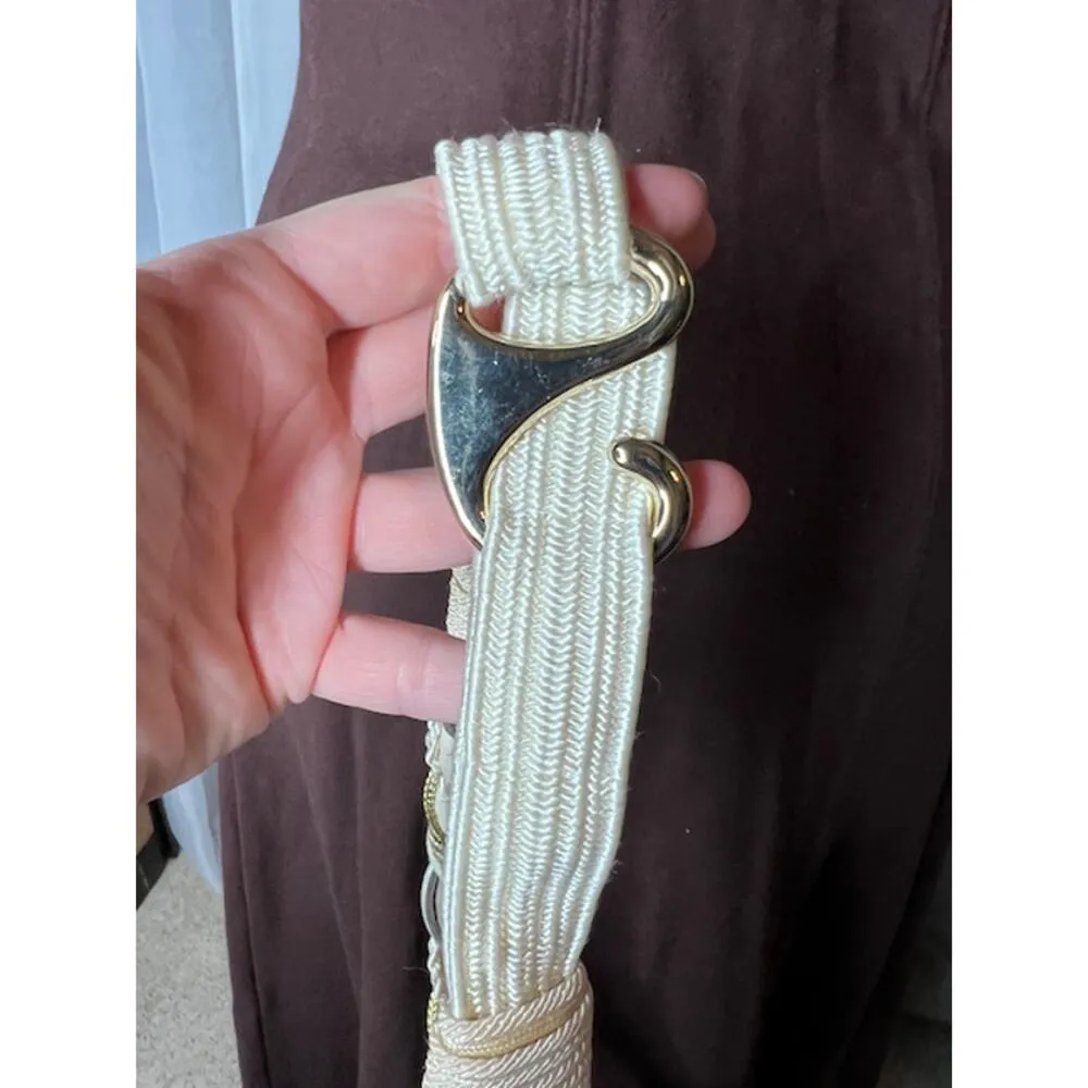 belt rope braided boho white gray peach gold 1980s - Image 6
