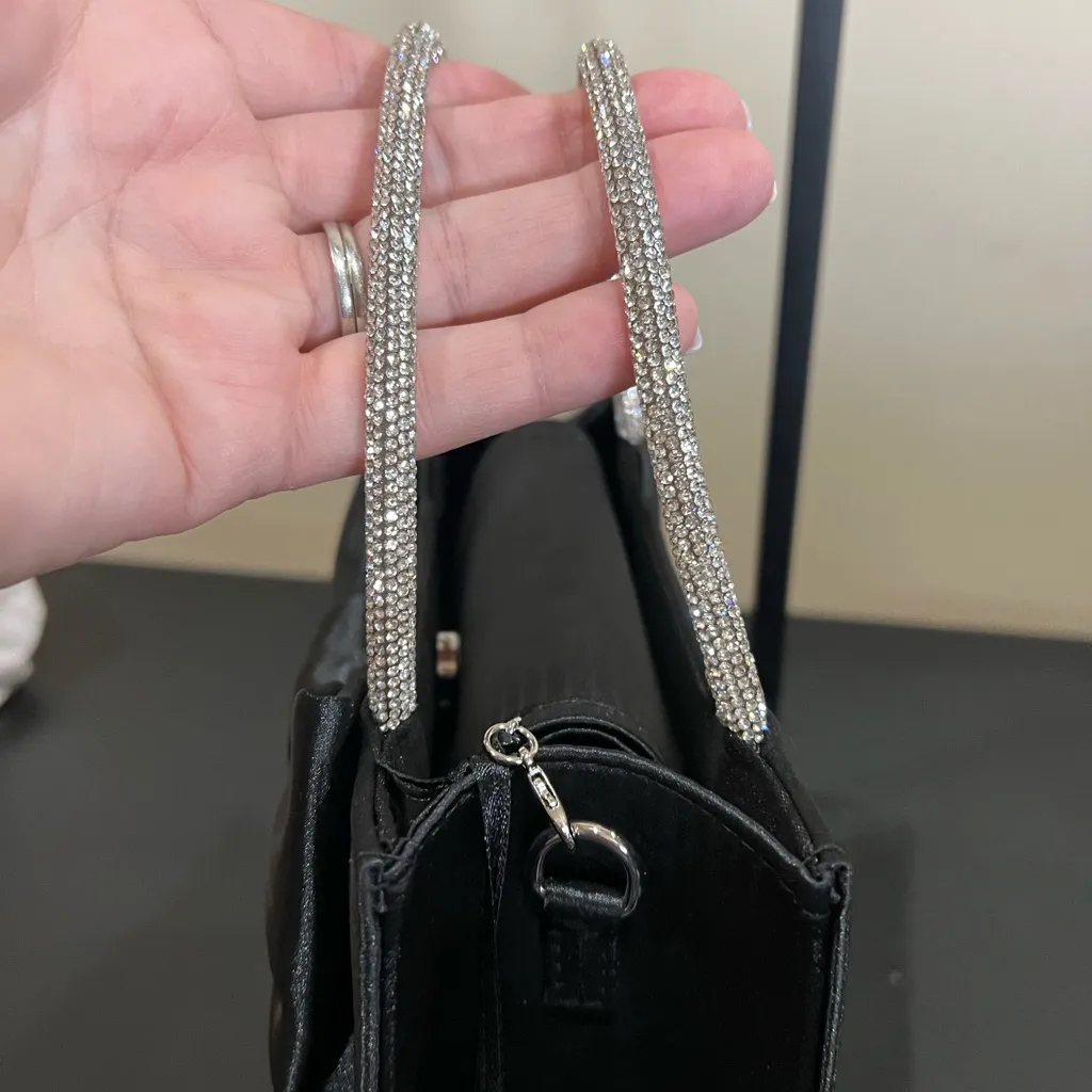 House Of Harlow | Black Mini Bag w/ Removable Crossbody & Rhinestone Handles 🖤💎 - Image 5