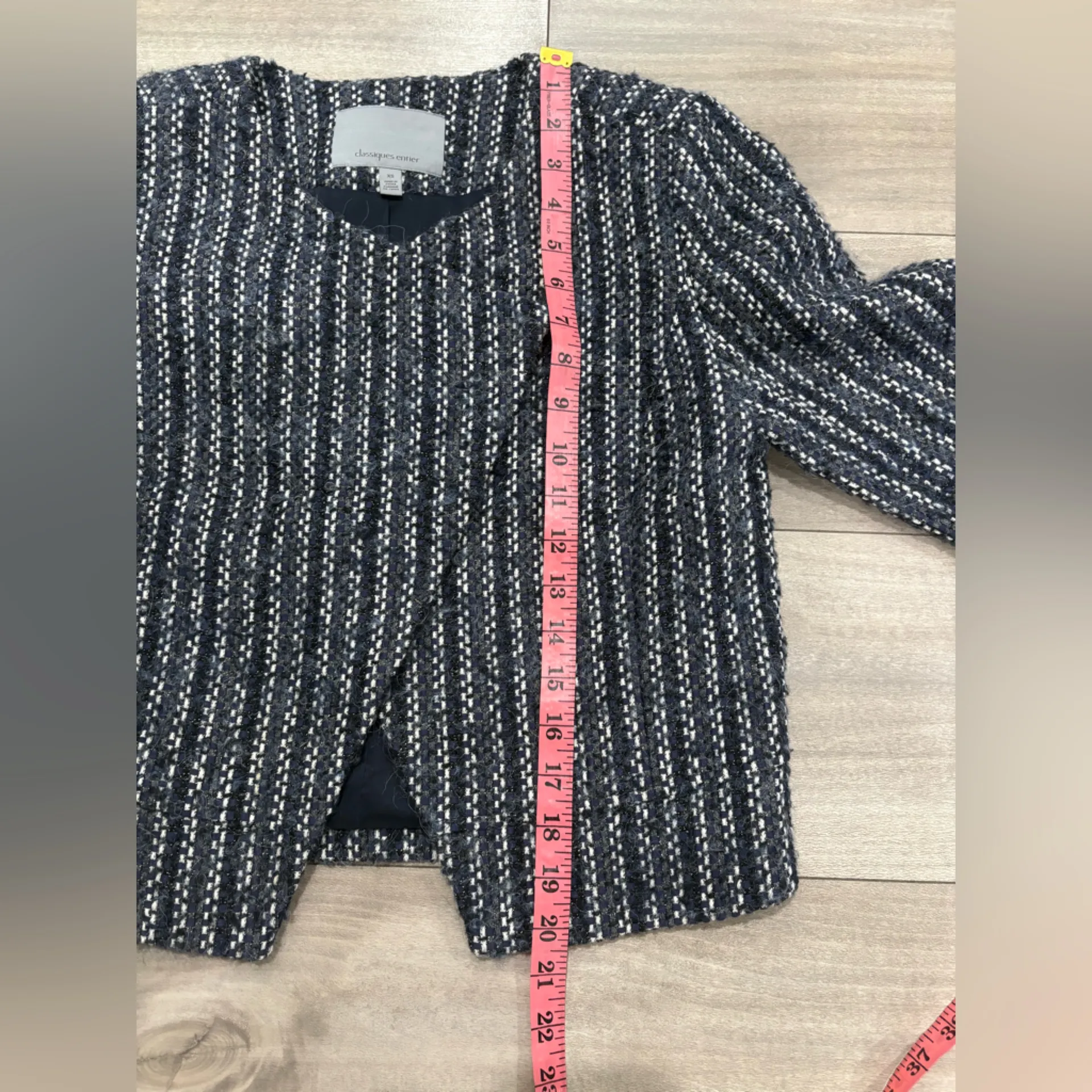 Classiques Entier Navy Blue and White Striped Cardigan Size XS - Image 8