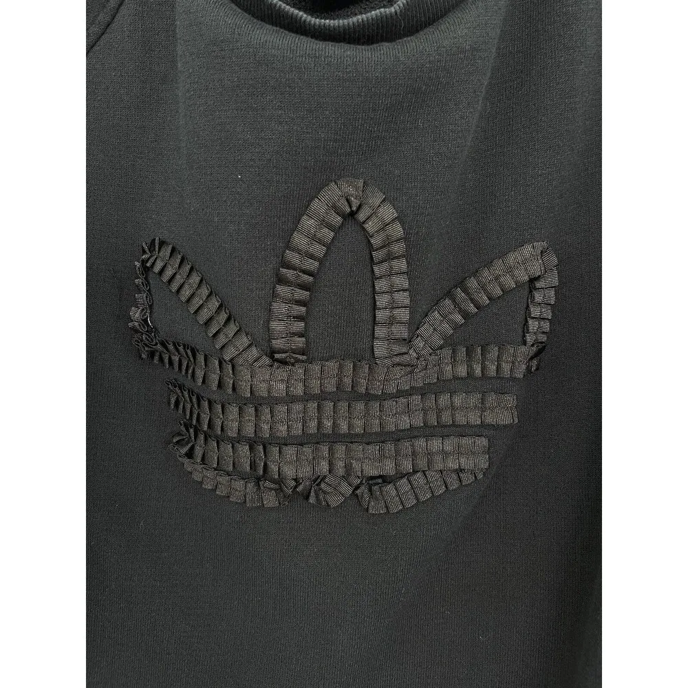 Adidas Women's PullOver Sweater Solid Black Embellished Ribbons size Medium - Image 10