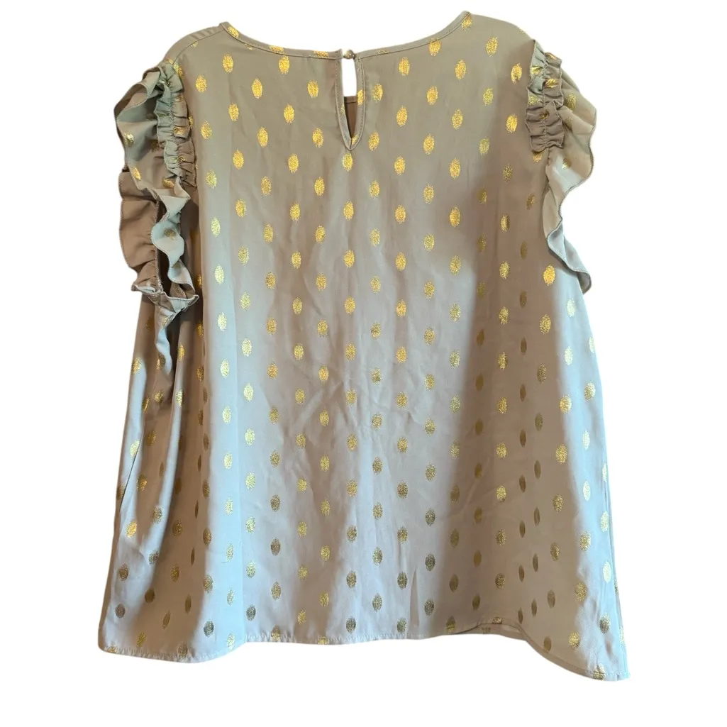 Elegant Gray Blouse with Gold Details Size XS - Image 3