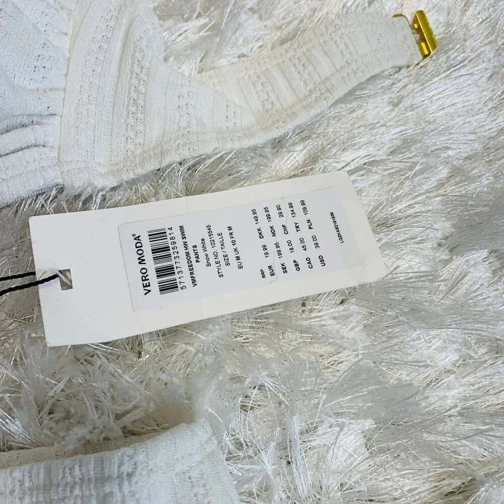 NWT Vero Moda White Strapless Bikini High Waist Bottom Sz Small  Medium - Image 6