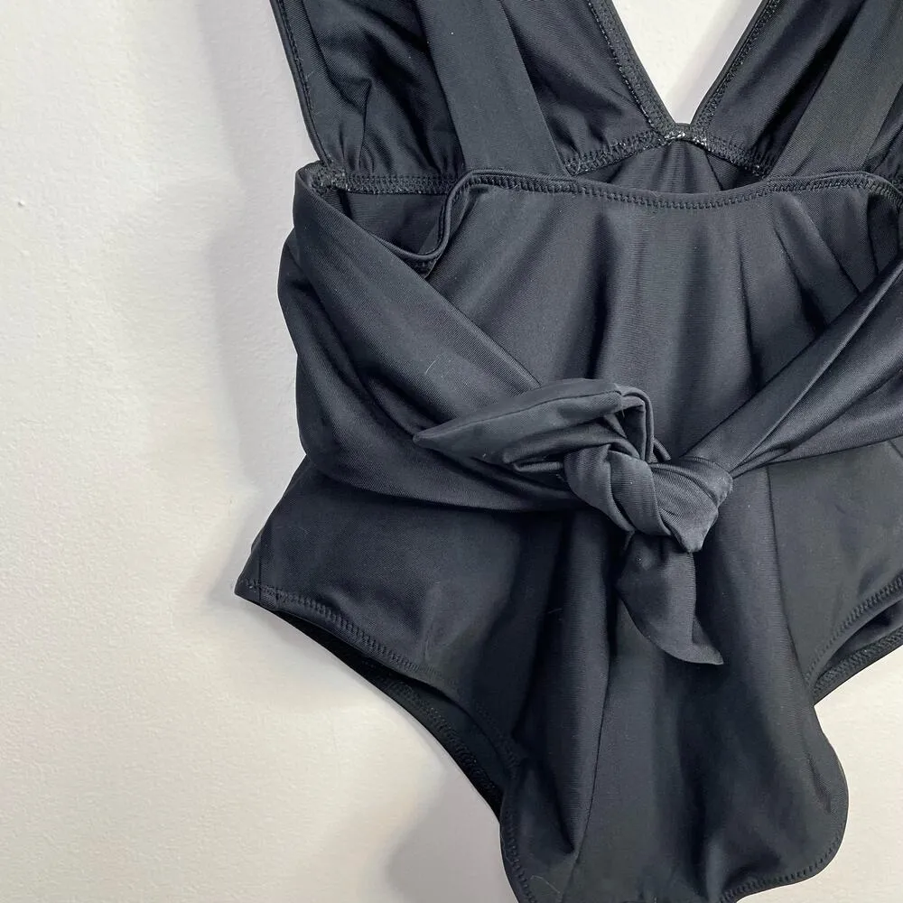 Aerie Black Plunge One Piece Swimsuit Swim Bathing Suit womens S Long Tall - Image 8