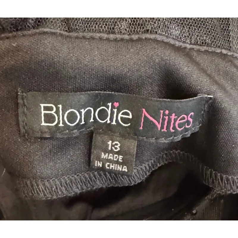 Blondie Nites "Charlotte" Long Mesh Off the Shoulder Ruffle Skirt Dress Size 13 - Image 14