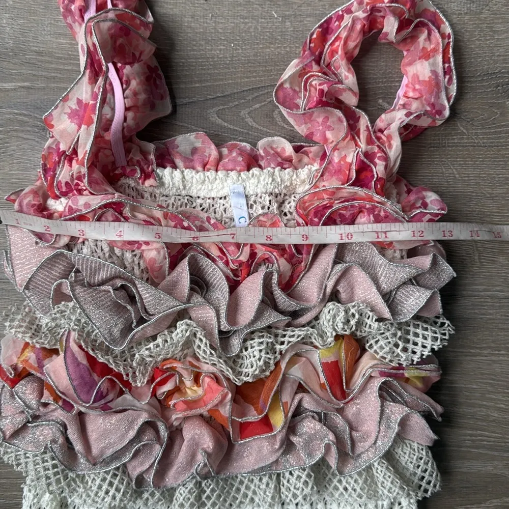 CHIO Long Knit Ruffle Dress in Print XS White - Image 10