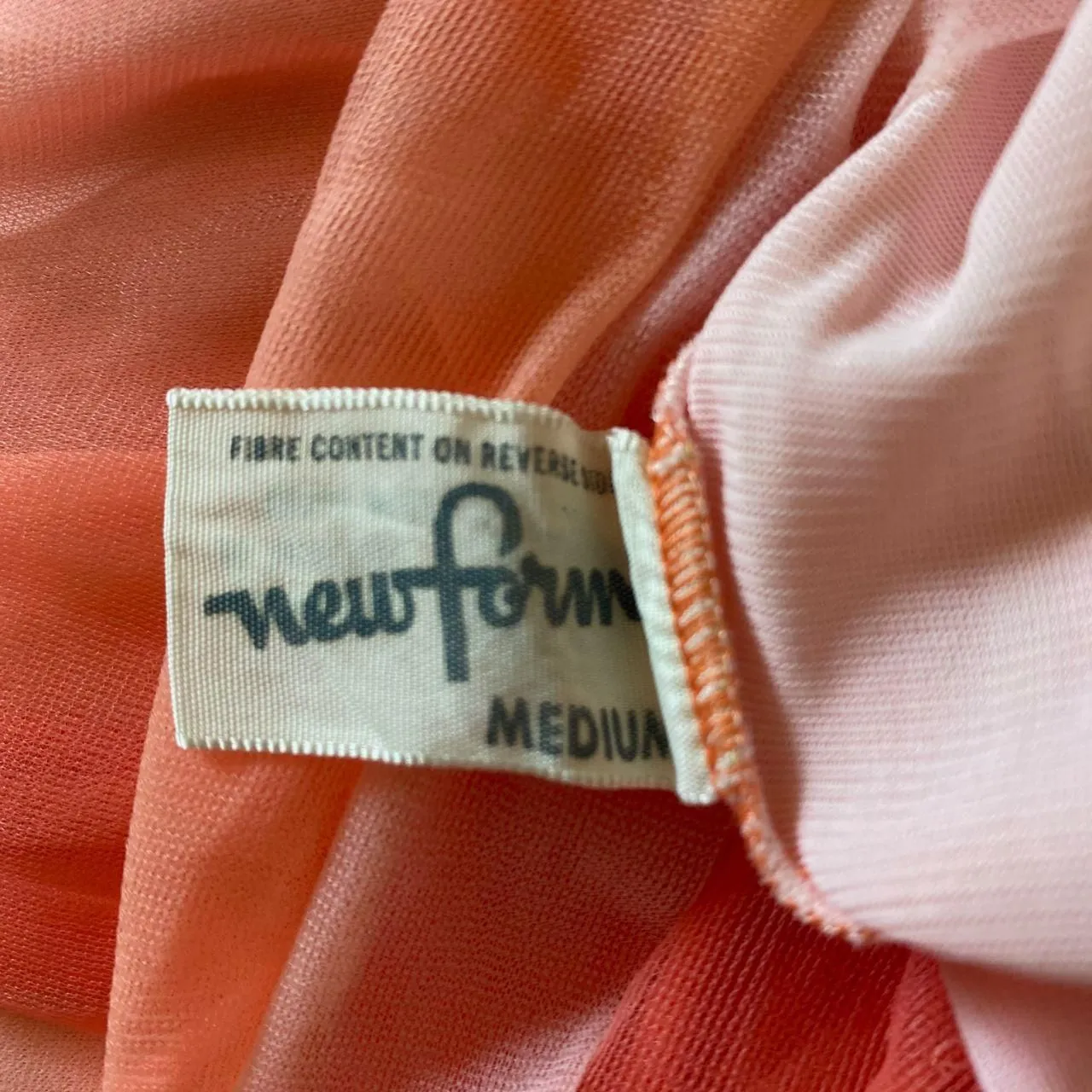 Blush Orange Pink Mesh 1960s Fairy Bow Frilly Union Made in USA Midi Dress M Size M - Image 7