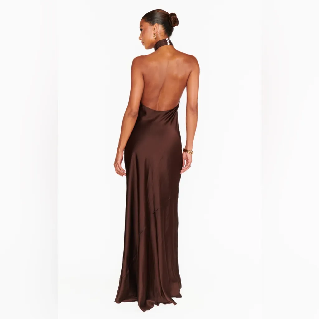 NWOT Show Me Your Mumu Jasmine Halter Maxi Dress chocolate brown XL - Image 3