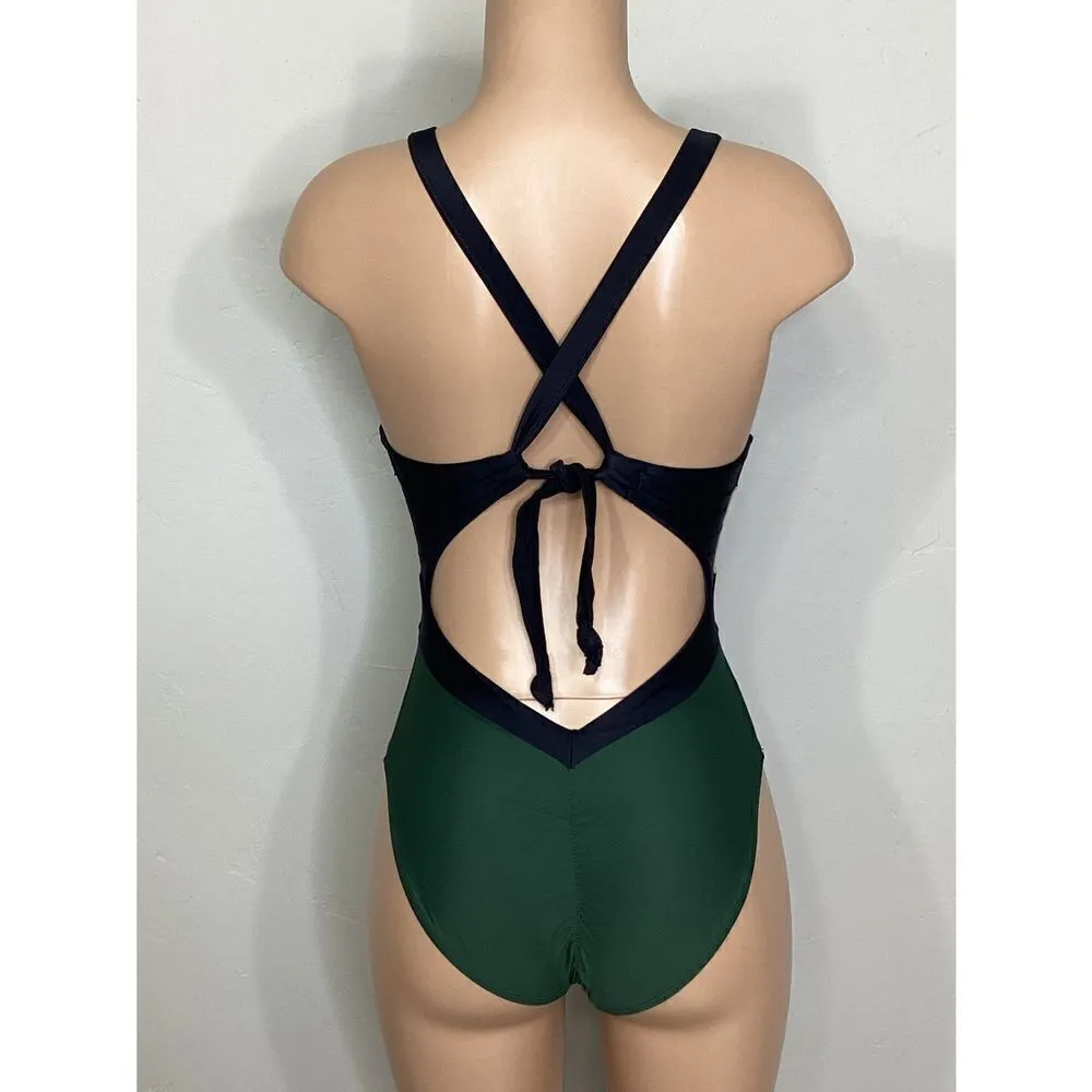New. Pilyq green, black and nude color block swimsuit - Image 4