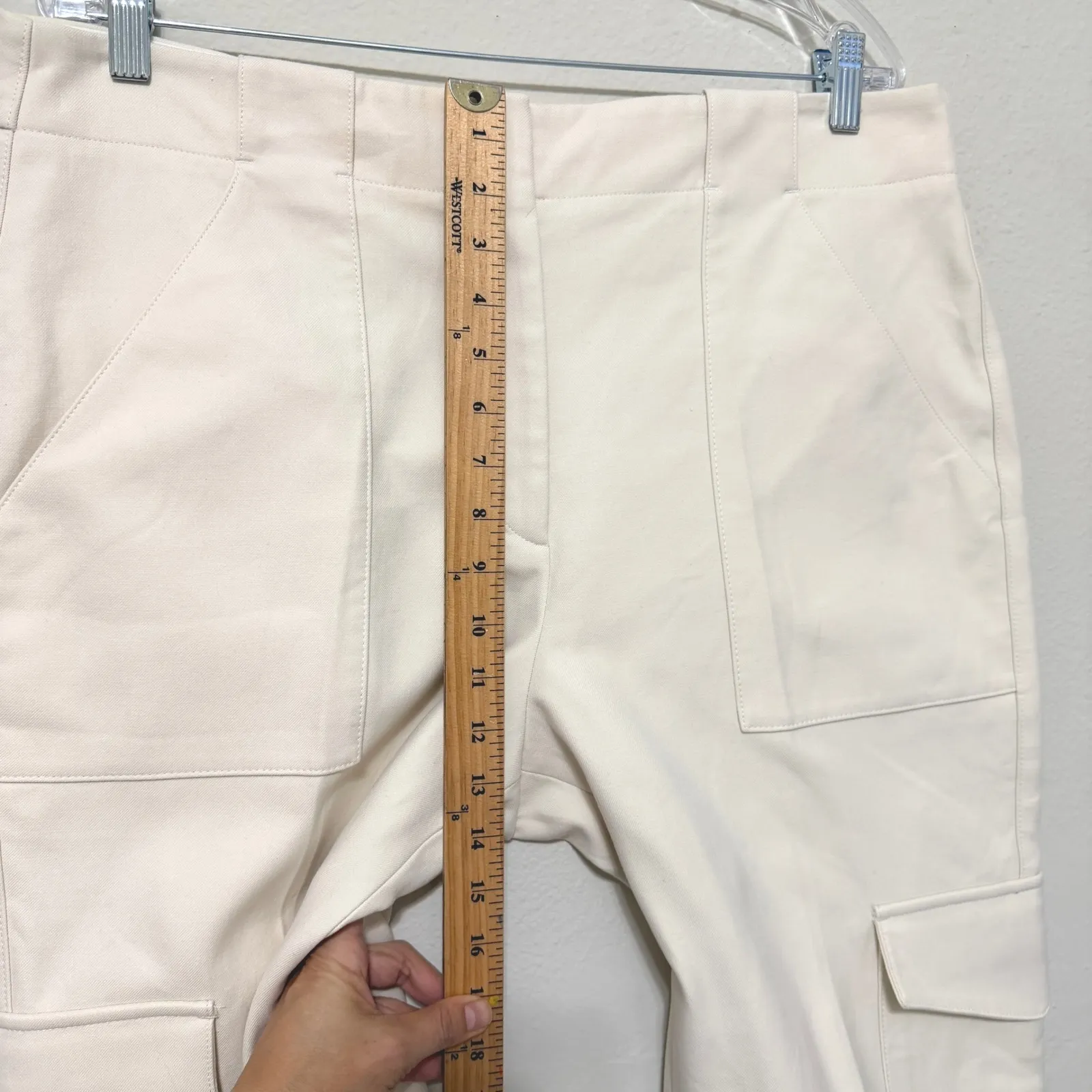 ME+EM Women Cream Cotton Cargo Pants Cropped Trousers Size US 12 UK 16 Casual HR - Image 9