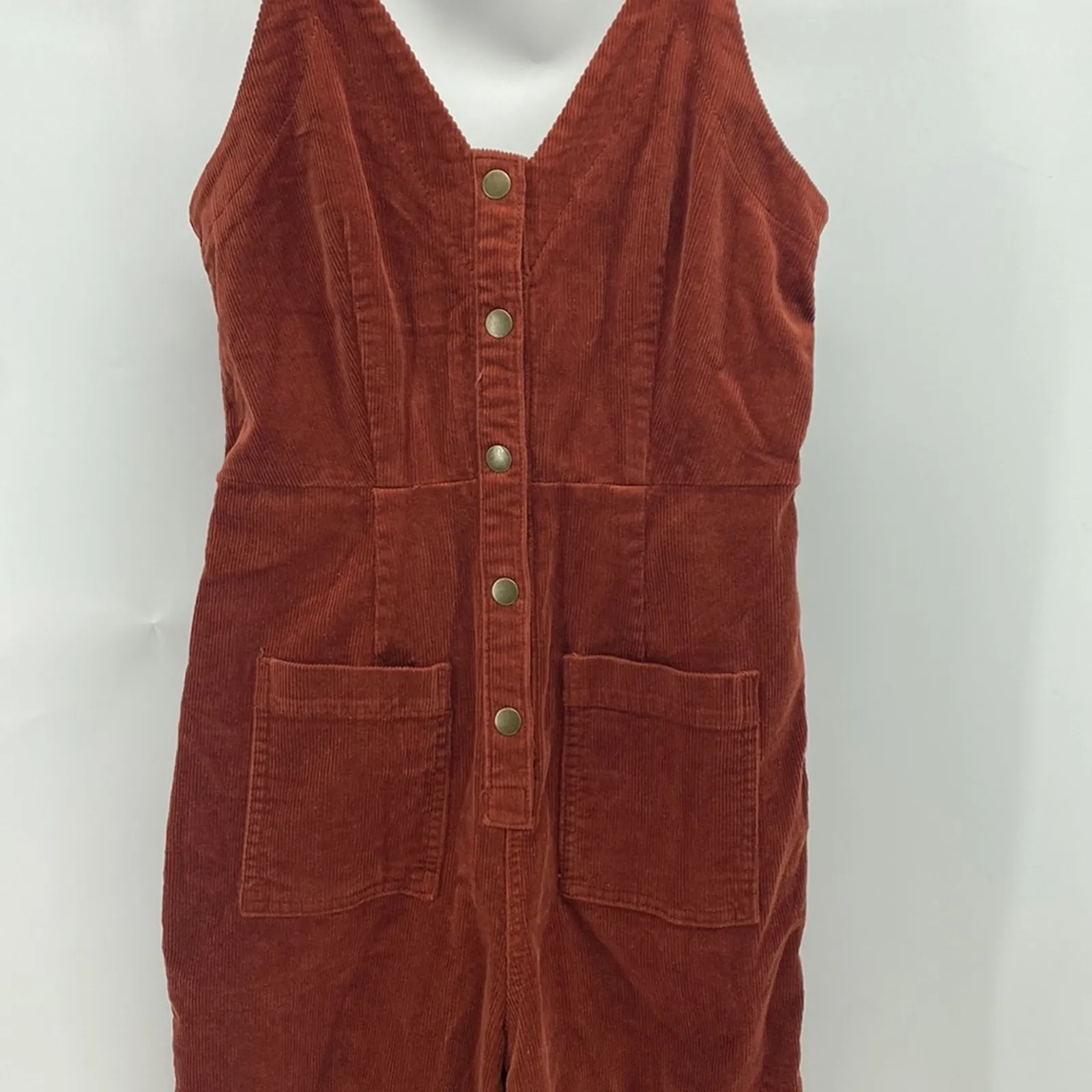 Universal Threads Universal Thread burnt orange corduroy cropped adjustable jumpsuit size 2 - Image 3