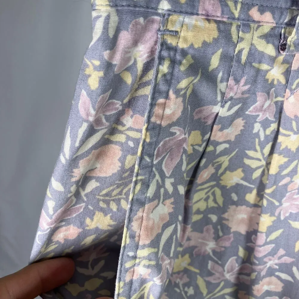 Liz Sport Petite Floral High Rise Tapered Pants Size 4 Cotton Pastel Vintage 90s - Image 7