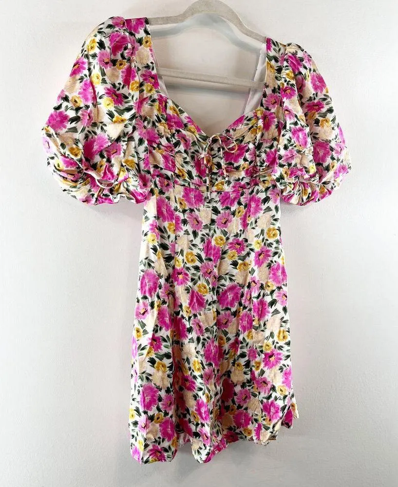 Sasha Puff Sleeve Floral Mini Dress Pink XXS - Image 5