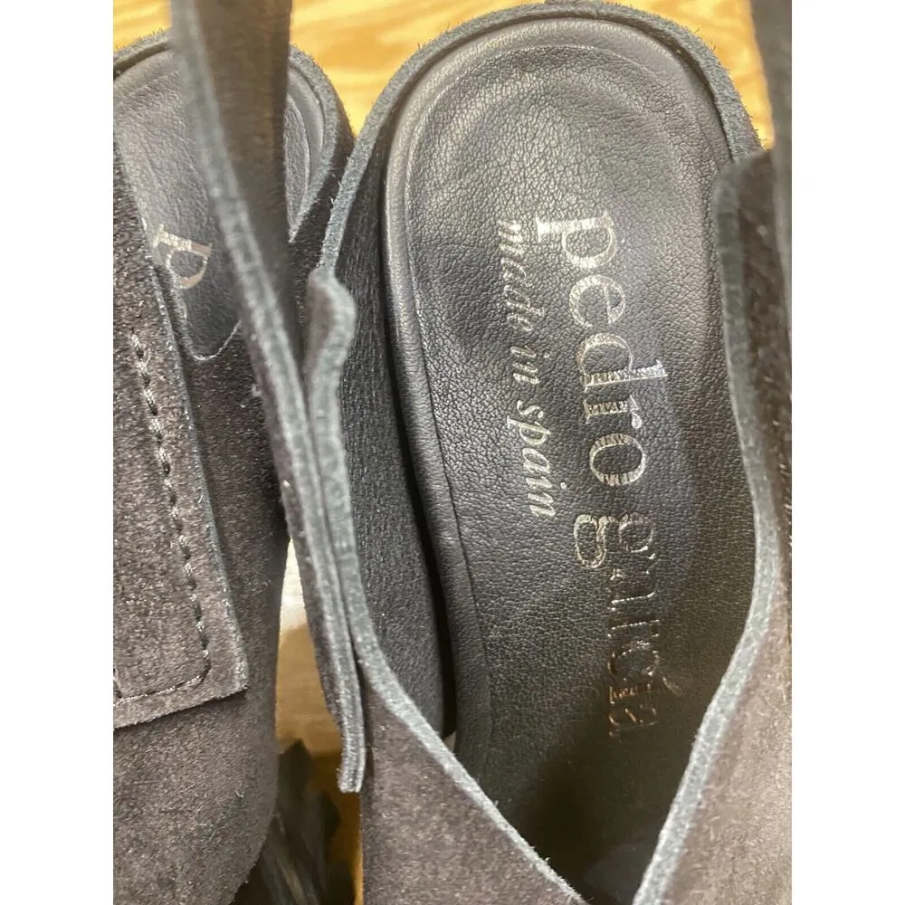 Pedro Garcia Yuval Slingback Sandals Women's 6.5 Black Suede Peep Toe Preppy S57 - Image 3
