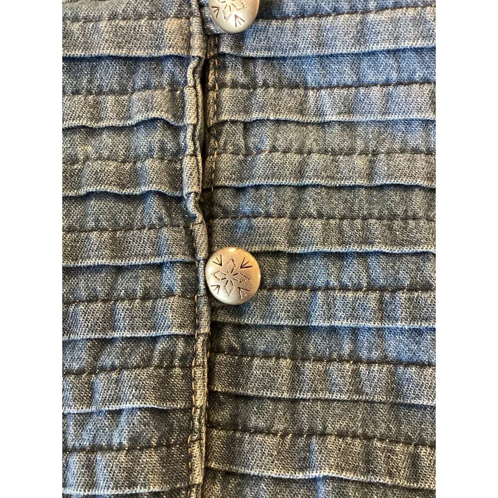 Vintage Roughrider by Circle T Blue Denim Western rodeo midi knee dress L Size L - Image 8