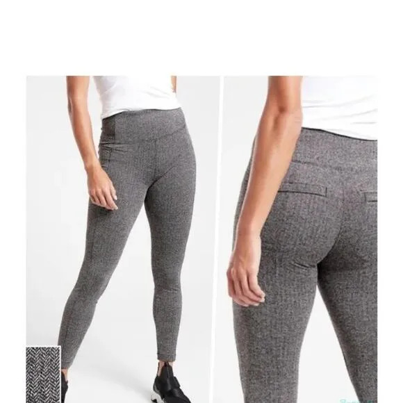 Athleta Delancey Herringbone Tight Leggings, Black /Abalone Grey XS - Image 2