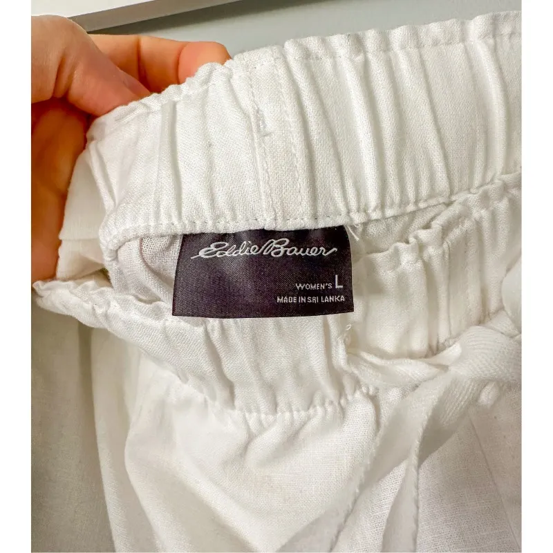 Eddie Bauer White Linen Cotton Blend Pull On Pants - Image 2