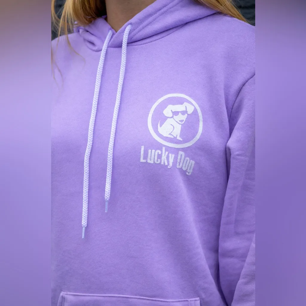 NWOT Lucky Dog Surf Co Sea Bright, NJ Lavender Pullover Hoodie Size Medium - Image 2