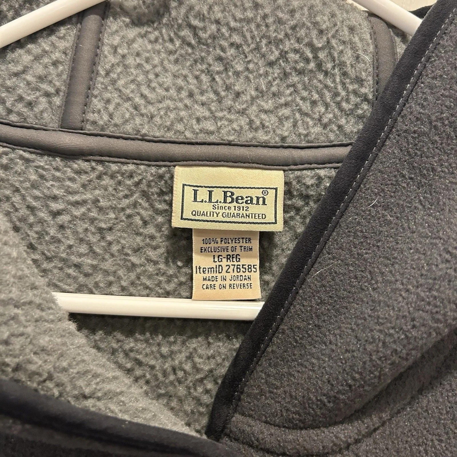 LL Bean‎ Fleece Hooded Mid Length Button Down Jacket Womens Size Large Gray - Image 3