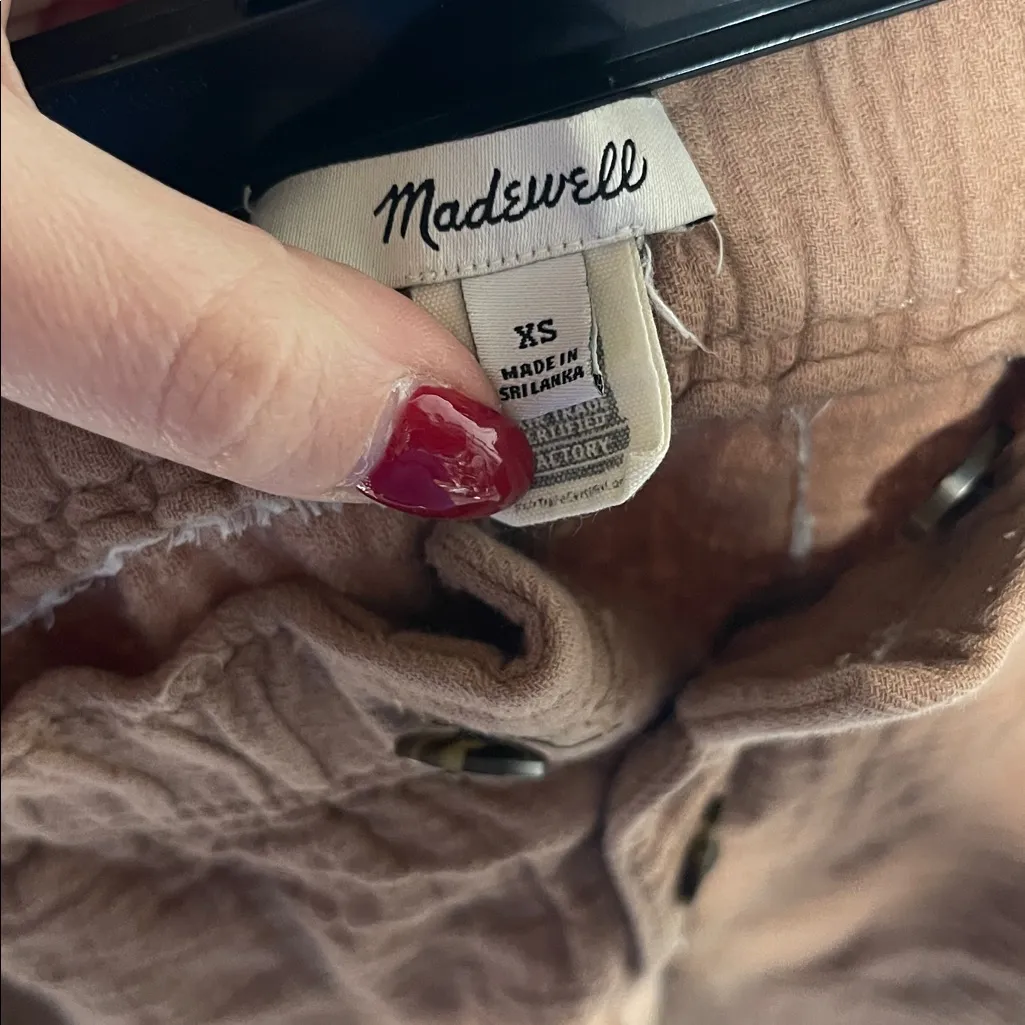 MADEWELL WOMENS COTTON LINEN HIGH RISE PULL ON PANTS BEIGE XS - Image 4