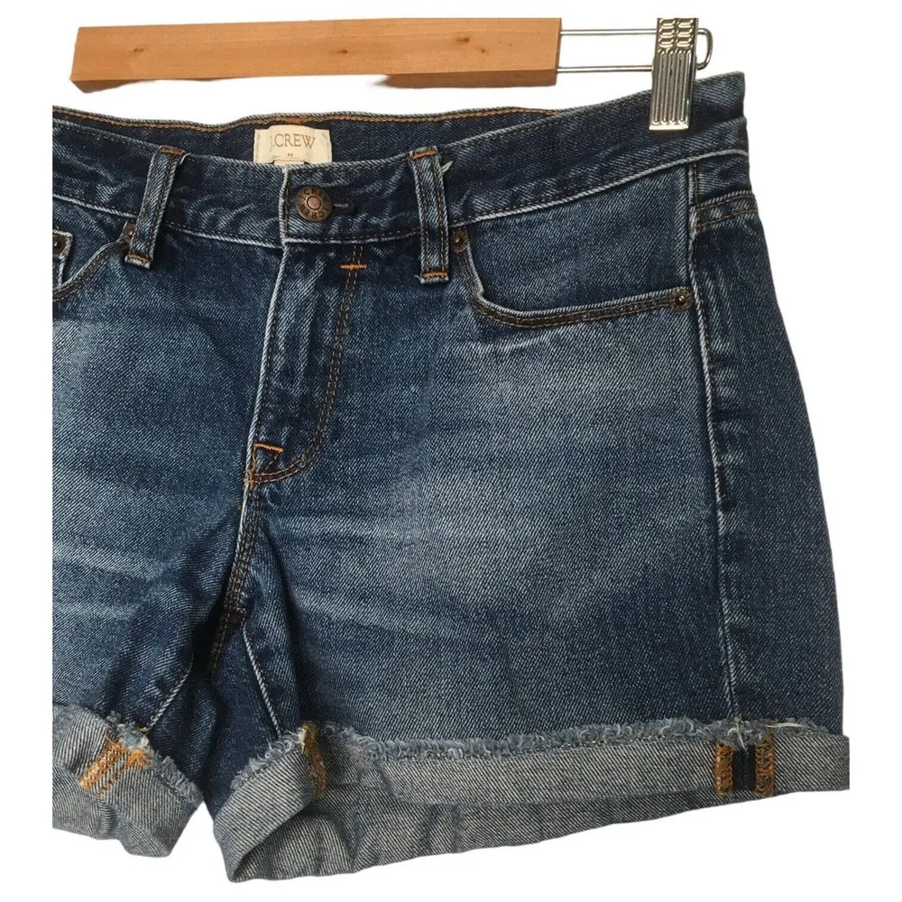 J Crew Shorts Womens 26 Cuffed Hem Denim Medium Wash Low Rise Classic Blue - Image 5