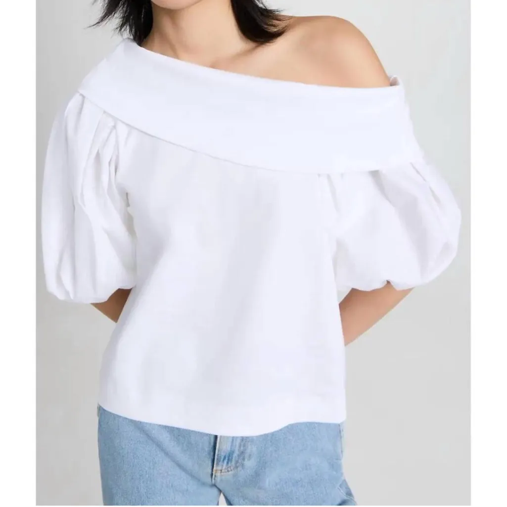NWT Tanya Taylor Georgia Off Shoulder Puff-
Sleeve Top Optic White Medium $295 - Image 7