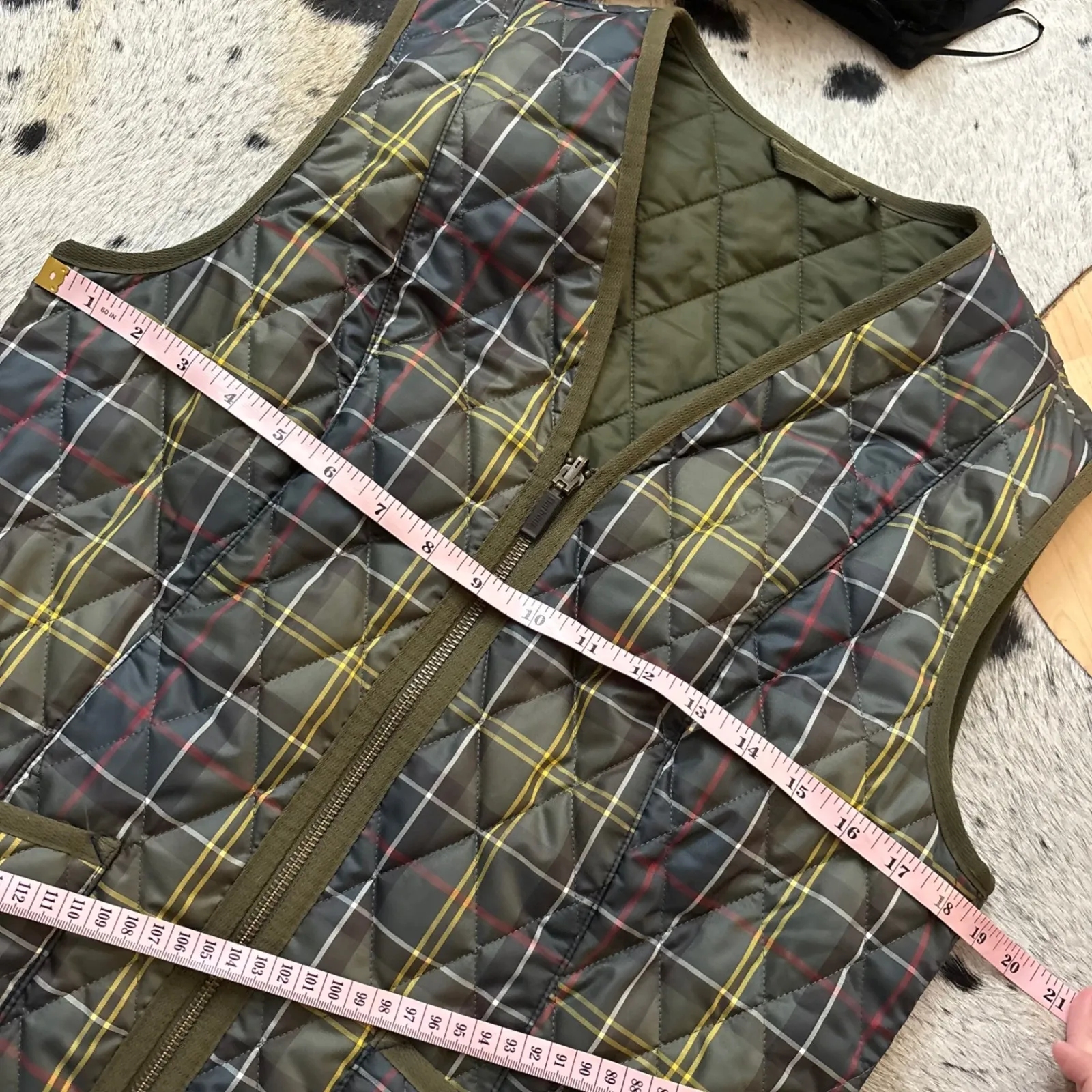 BARBOUR Women Quilted Tartan Betty Liner Plaid Size 8 - Image 6