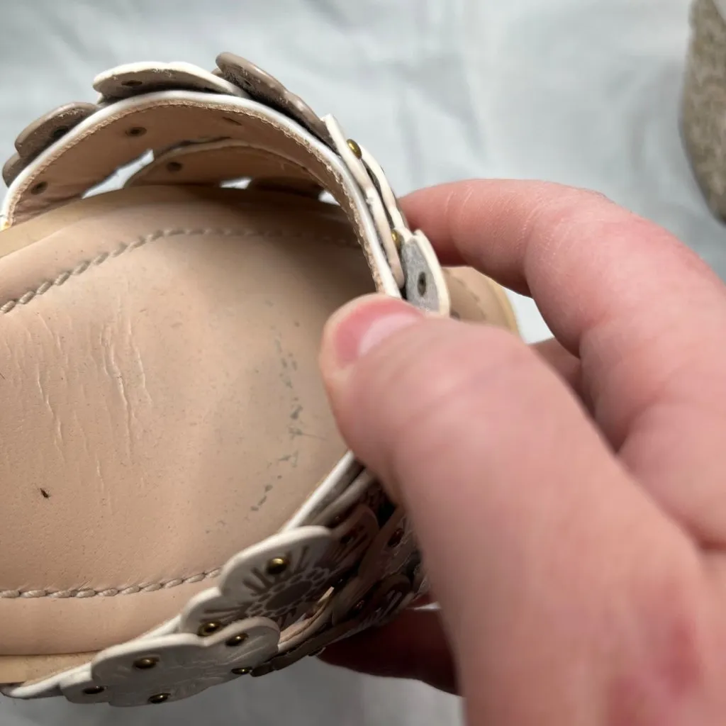 Coach Womens Jae Leather Floral Espadrille Wedge Sandals Size 10 - Image 5