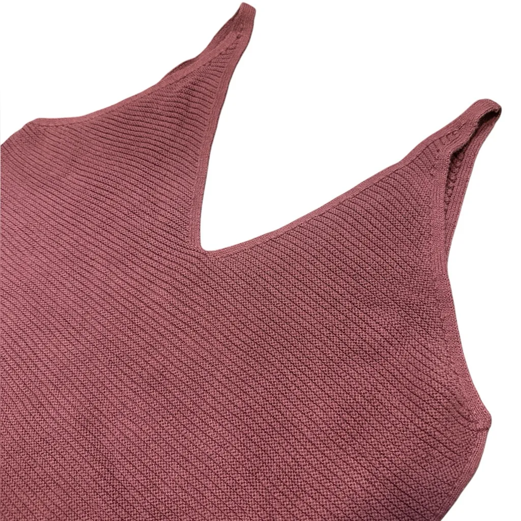 Express Crochet Ribbed Knit Mauve Sweater Tank - Image 2