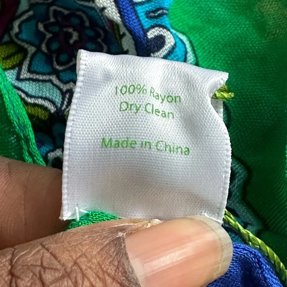 Vera Bradley Soft Fringe Emerald Paisley Scarf NWT - Image 7