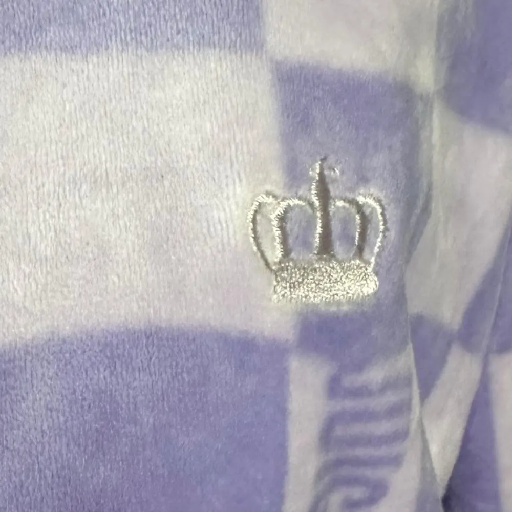Juicy Couture Velour Lavender Lilac Check Logo Hoodie Size Large Full Zip - Image 8