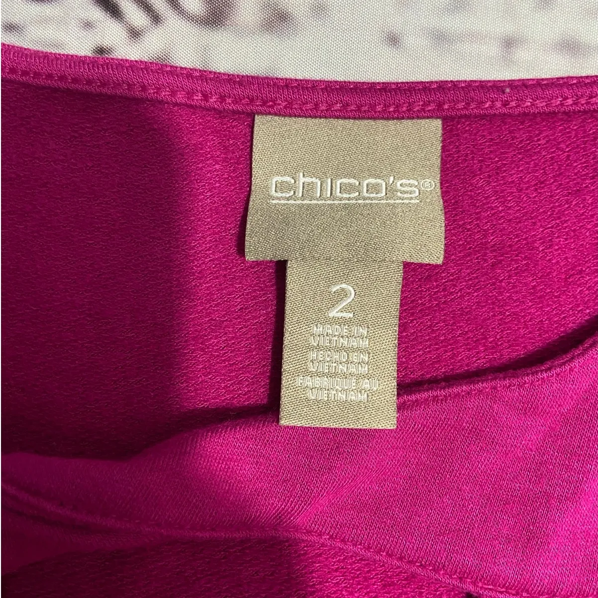 Chicos 2 Shirt Womens L Purple Knot Keyhole Neck 3/4 Sleeves Stretch - Image 2