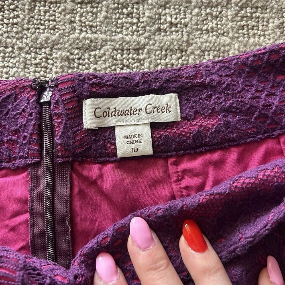 Coldwater Creek Womens 10 Purple Magenta Floral Crochet Lace Vintage 90s Y2K - Image 6