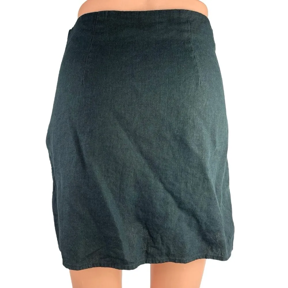 A New Day Black Linen Straight Pencil Zipper Lightweight Casual Mini Skirt Sz XS - Image 3