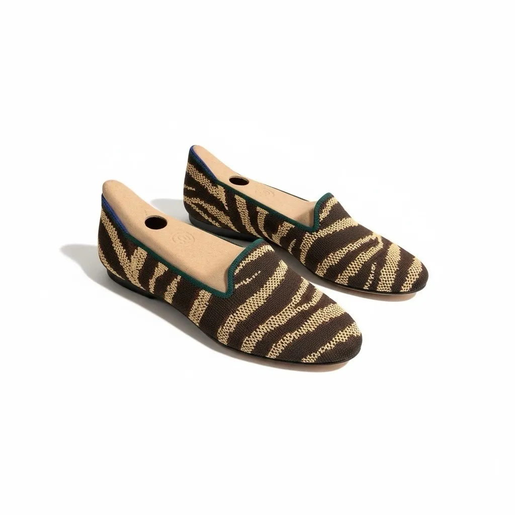 Rothy's Loafer Brown Gold Stripe Women's Shoes Flats Slip Ons Size 8 New NWOB - Image 5