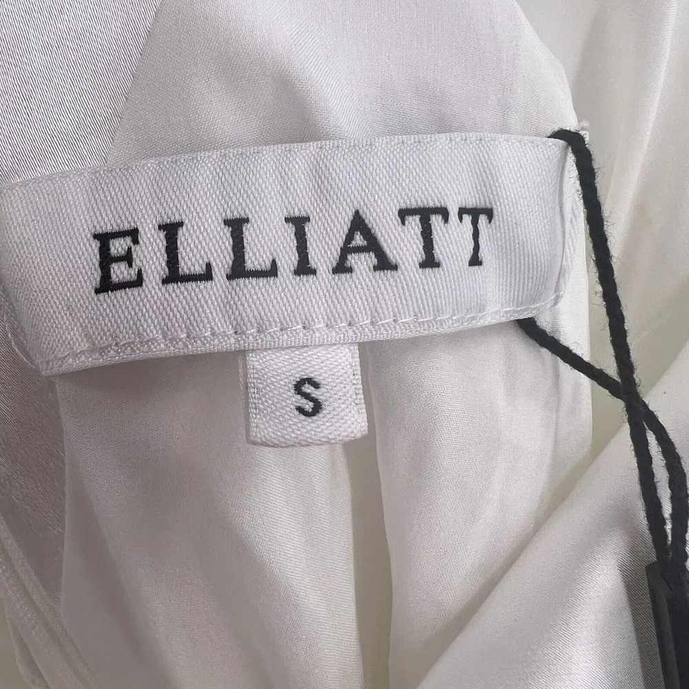 Elliatt Dress Skylar White Satin Long Deep Back Wedding Beach Lux Draping S New - Image 12