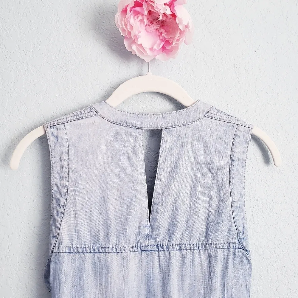 Anthropologie Holding Horses Chambray Denim Sleeveless Dress - Image 8