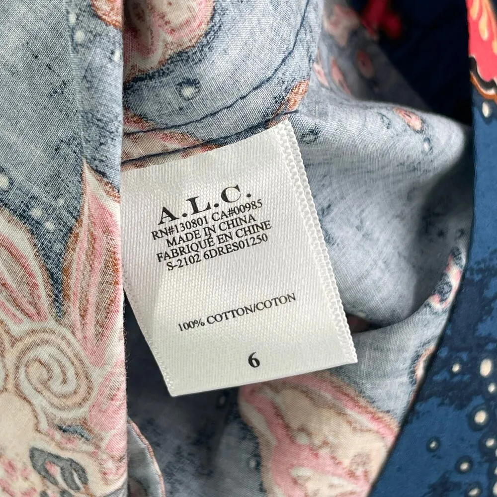 A.L.C. Myra Dress Size 6 Pockets Cinch Waist Ties Designer Luxury 100% Cotton - Image 16