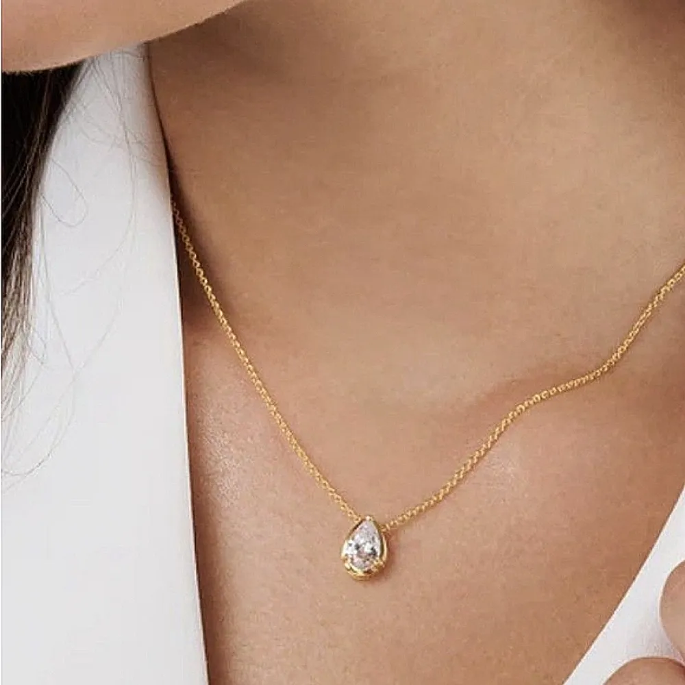 Gold‎ Filled S925 Oval Simulated Diamond Necklace, 16-18" - Image 4