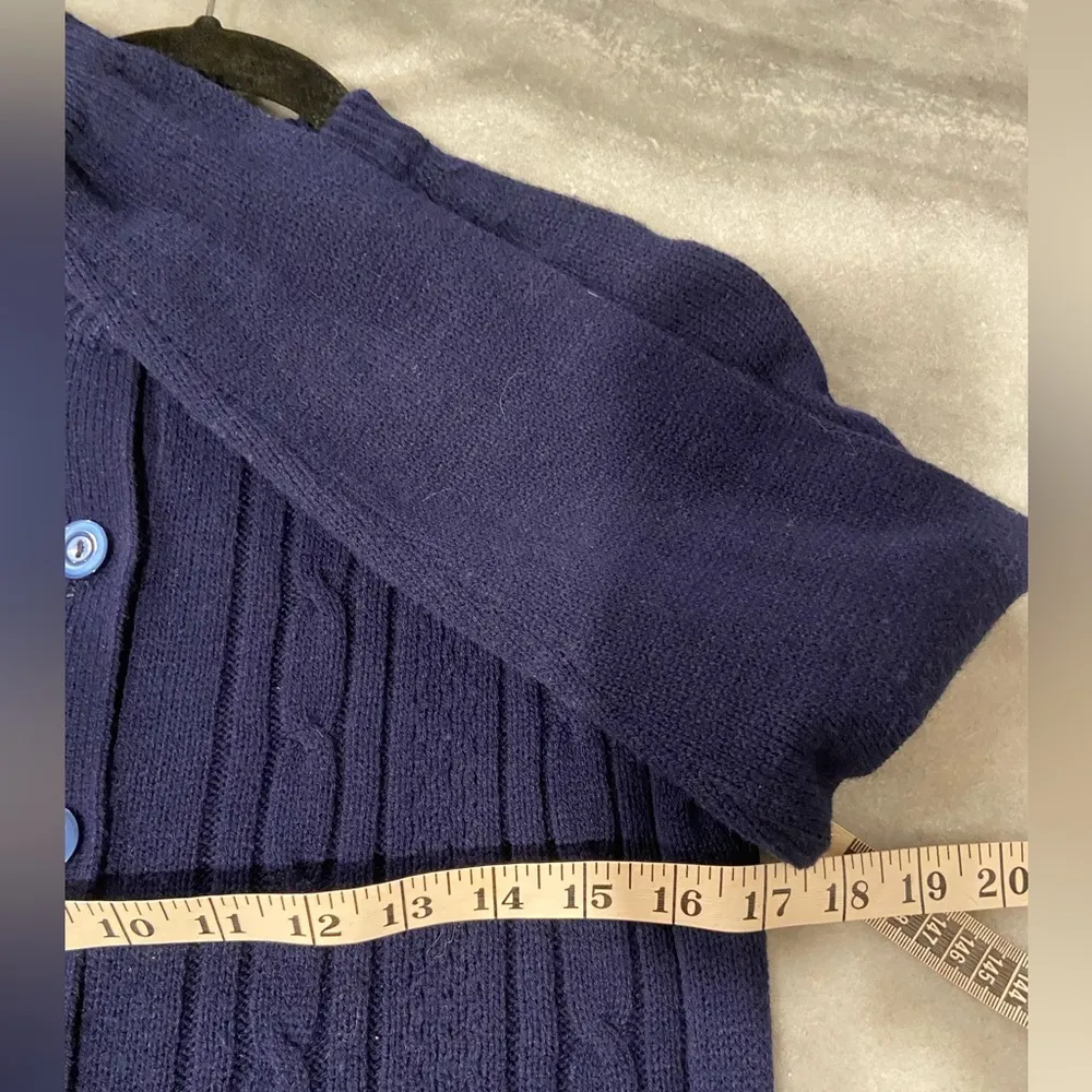 VTG Anderson Little Size M Navy Blue Cable Knit Button Front Cardigan Sweater Size M - Image 6
