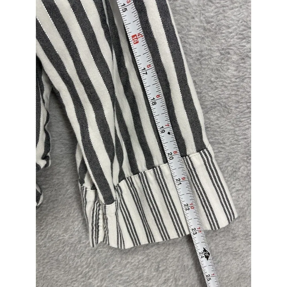 Victoria's Secret Women's Pajama Top Button Front Long Sleeve Striped XL Cotton - Image 3