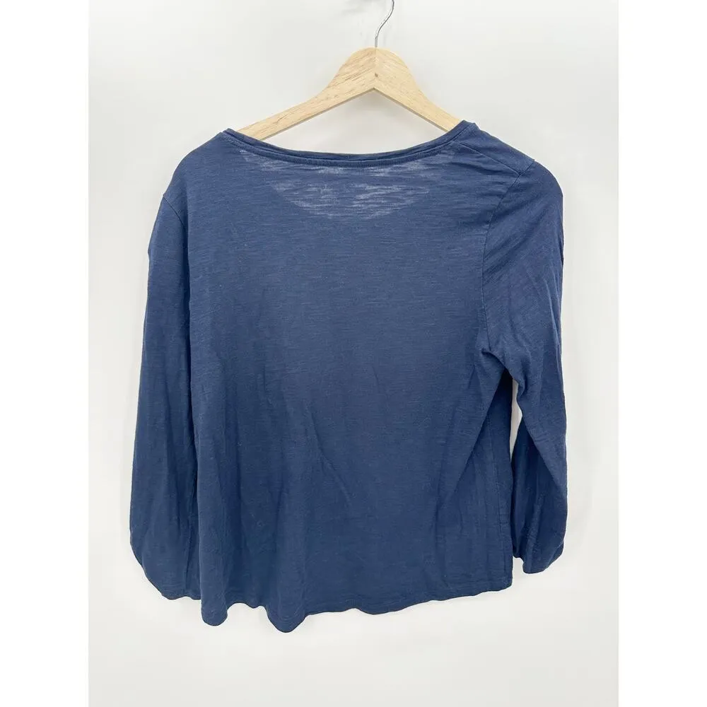 Chico's Shirt Women Medium Blue The Ultimate Tee Cotton Modal Long Sleeve Scoop - Image 2