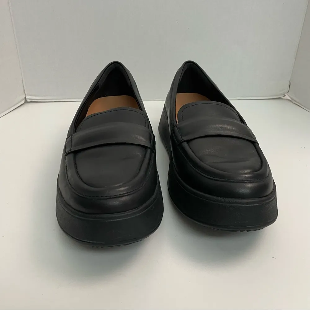 Fitflop Loafer F-MODE Padded Leather Flatform Platform Penny Loafer Look Black - Image 2