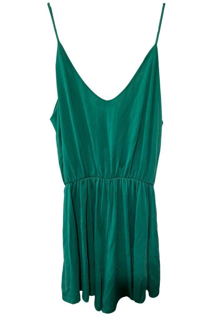 Lush Green Sleeveless Romper With V-Neck & Spaghetti Straps Size S - Image 3