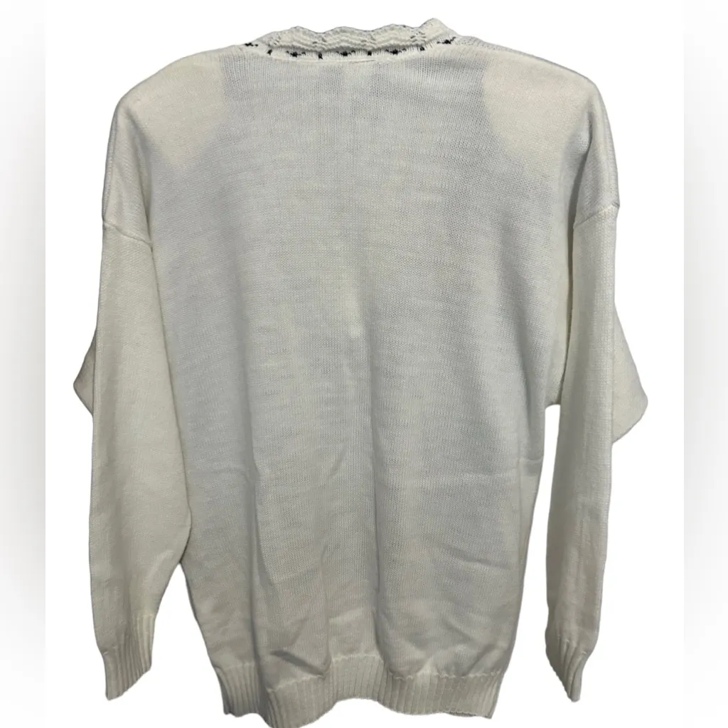 Norton mcnaughton vintage white floral embroidered sweater size large nwt - Image 6