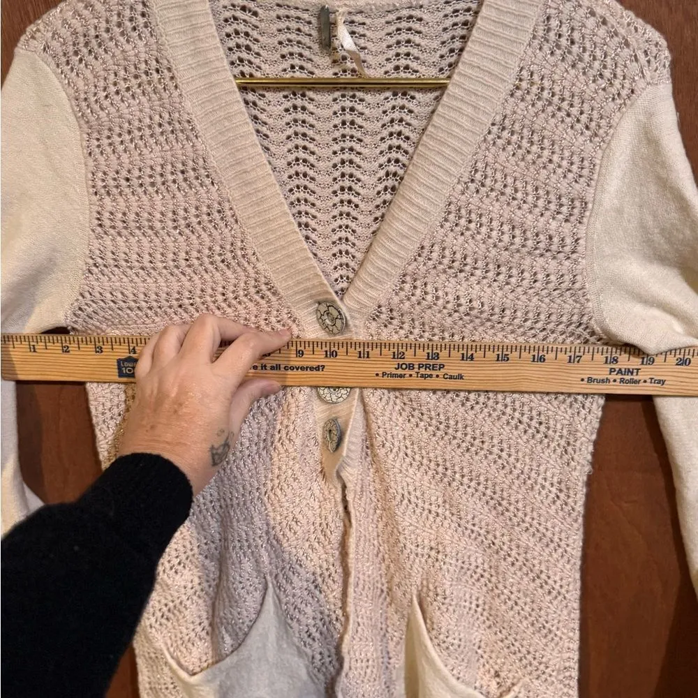 Free People Willow Caroline Bohemian Wool Angora Cardigan Sweater Size S Ivory - Image 7