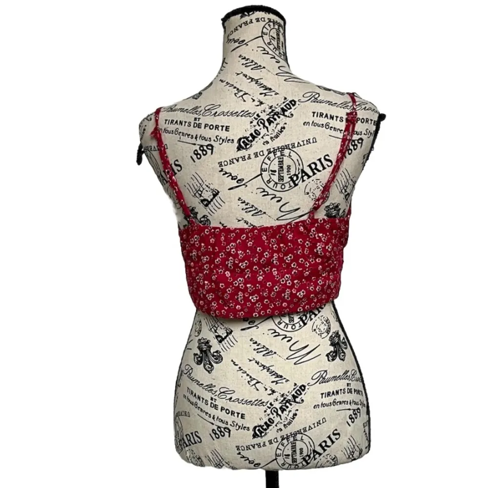 Princess Polly Red Floral Corset Crop Top 4 Boho Romantic Y2K Festival Coachella - Image 5